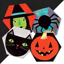 8 piezas/Paquete Platos desechables de papel para fiesta de vacaciones, platos para fiesta con temática de Halloween