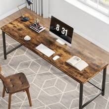 Tribesigns 200cm Double Computer Desk, Extra Long 2 Person Desk Workstation, Large Office Desk Study Writing Table For Home Office - Brown - View 8