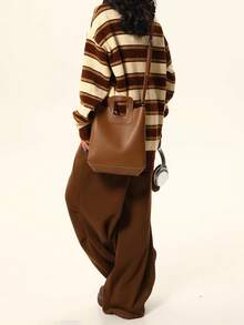 Damen Vintage Loose Gestreifter Strickpullover, Herbst/Winter