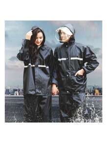 CONJUNTO IMPERMEABLE DE CUERPO COMPLETO. TRAJE PARA LLUVIA. ROPA IMPERMEABLE DE DOS PIEZAS - Azul Marino - Ver 1