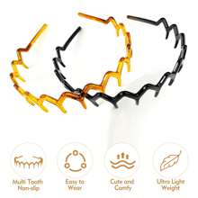 4pcs Saw-Tooth Headbands, Classic 90s Plastic Headbands With Wavy Teeth, Unisex Shark Tooth Design - Multicolor - View 5