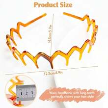 4pcs Saw-Tooth Headbands, Classic 90s Plastic Headbands With Wavy Teeth, Unisex Shark Tooth Design - Multicolor - View 3