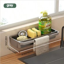 Égouttoir mural multifonctionnel, étagère à épices en plastique avec plateau d'égouttage pour plan de travail de cuisine et évier - Support de rangement en plastique ABS - Voir 13