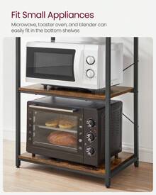 VASAGLE Kitchen Storage Rack, Coffee Bar, Baker's Rack, Total 6 Shelves And 6 Hooks, For Microwave, Steel Frame, Industrial - Brown - View 5