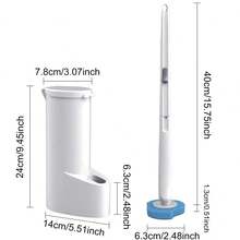 1件一次性马桶刷套装长柄清洁刷带可更换刷头含浓缩清洁液家用浴室马桶清洁套装带支架浴室配件套装 - 彩色 - 查看 6