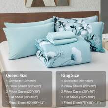 7 Pieces Purple Floral Comforter Sets Full Queen King Bed In A Bag,Elegant Flower Comforter With Sheet Set, Soft Microfiber Bedding Set For Wedding Items,Valentines Day Home Bed Room Decor,Easter Gifts,All Season - 阿誇 - 查看 2