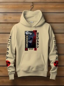 Kangaroo Sweatshirt Print Kakashi Cloud Itachi Anime - Màu Khaki - Xem 1