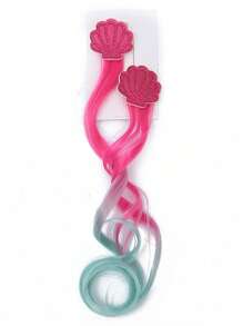 10pcs Girls Mermaid Princess Ocean Shell Colorful Ombre Curly Hair Clips Hair Accessories - Multicolor - View 10