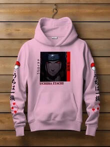 Uchiha Itachi Cloud Print Kangaroo Sweatshirt - Màu Hồng baby - Xem 2
