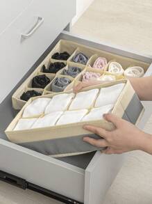 1PC Gray Beige Patchwork Underwear Divider Organizer, Non-Woven Sock Organizer, Wardrobe Underwear, Bra, Socks, Tie, Scarf Organizer, Wardrobe Drawer Storage Decorations Decor Festival Decor Room Decor Home Decor Decor Bedroom Decor Dress Pants Shoes Jeans Boots Skirt - Gray and Beige Color Matching - View 4