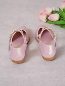 Zapatos de vestir de tacón alto de suela blanda decorados con flores, zapatos de moda para actuaciones para niñas pequeñas y niños - Rosa - Ver 6