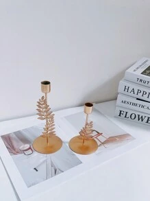 1pc Gold Branch Decor Candle Holder, Single Candlestick Metal Candle Stand For Tabletop, Available In Different Sizes - Gold - View 3