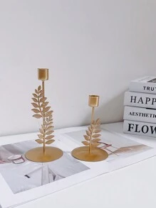 1pc Gold Branch Decor Candle Holder, Single Candlestick Metal Candle Stand For Tabletop, Available In Different Sizes - Gold - View 2