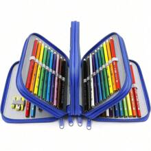 1个牛津布72格铅笔盒，便携式水彩铅笔盒，玫瑰粉、蓝色、粉色（不含铅笔），返校季，文具，铅笔盒，铅笔袋，背包 - 彩色 - 查看 6