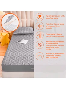 Waterproof And Washable Mattress Protector Double Size (190*135) With 2 Pillowcases - Grey - View 8