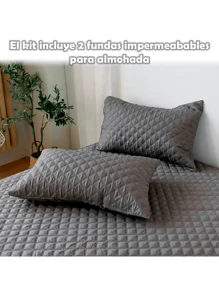 Waterproof And Washable Mattress Protector Double Size (190*135) With 2 Pillowcases - Grey - View 9