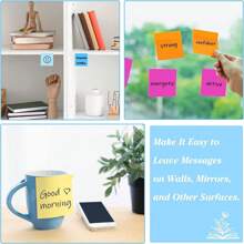 8 Colors Neon Sticky Notes, 3x3 Inches, Vibrant Self-Adhesive Memo Pads, Easy To Post, Suitable For Home, Office And Notebook,School Supplies,Back To School - Multicolor - View 9