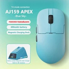 AJAZZ AJ159 APEX Gaming Mouse PAW3950 High Sensitivity Wireless Tri-Mode Lightweight With Docking Charger - Blue - View 1