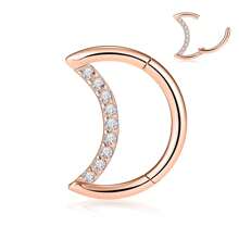 1 pièce Boucles d'oreilles hélix/daith en forme de lune pour femmes et hommes, anneau de clicker de septum, boucles d'oreilles créoles