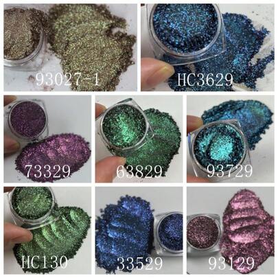 天然黑色底色紫色蓝色粉色闪光变色龙粉适用于美甲环氧树脂沐浴球蜡烛香皂唇彩粘液荧光笔