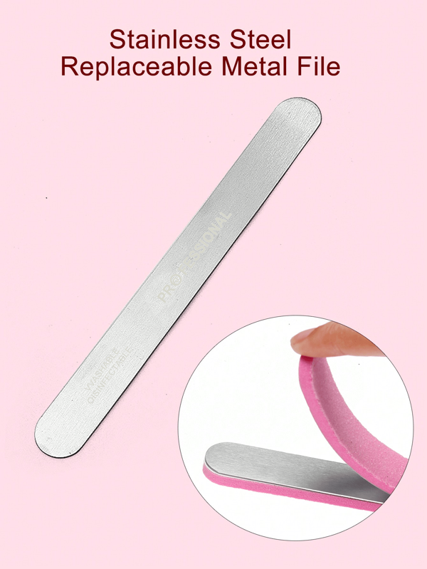1 pièce Lime à ongles rectangulaire en acier inoxydable (Remarque: Les feuilles de lime à ongles remplaçables ne sont pas incluses et doivent être achetées séparément)