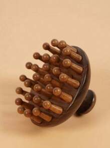 1 件高端檀香圆形按摩梳，头部和经络顺滑，奇迹身体护理，适合旅行、户外、运动、办公室、学校、发夹、发饰 - 棕色 - 查看 10