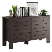 Modern Accent Dresser For Bedroom, Multi-Functional Dresser With 6 Drawers, Dressers & Chests Of Drawers With Metal Handle, Wood Drawers Dresser For Bedroom, Living Room, Hallway - 深棕色 - 查看 4