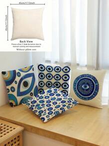 4 piezas/set Fundas de cojín con forma de ojo, 45cm*45cm/17,72pulg*17,72pulg cuadrados, impresión de un solo lado, fundas de cojín decorativas para el hogar suaves y cómodas (no incluye inserto de cojín) - Multicolor - Ver 3