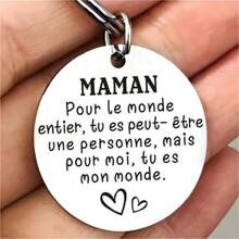 1pc Stainless Steel Keychain, Mother's Day Gift For The Best Mom Car Accessories Bag Charm School Letter Halloween Accessories Teachers Day Bag Lanyards With Id Holder Car Accessories Bag Charms - Silvery - View 4