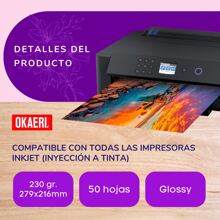 50 Papel Fotográfico 230g Carta Hojas Brillante Foto Glossy - Blanco - Ver 4