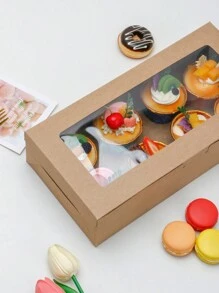 5个/10个装透明窗口烘焙盒，适用于馅饼、巧克力、草莓、纸杯蛋糕、甜甜圈、糕点和派对礼品包装，婚礼和生日用品，家居和派对装饰 - 紙本 - 查看 8