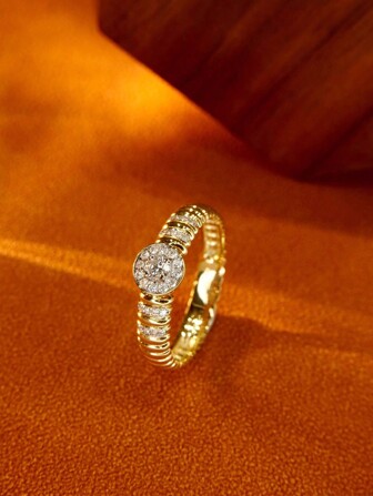 1 szt. Oryginalna, modna cyrkonia, okrągły, plisowany pierścionek ze srebra próby 925, odpowiedni do codziennego noszenia kobiet, prezent na przyjęcie świąteczne