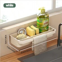 Égouttoir mural multifonctionnel, étagère à épices en plastique avec plateau d'égouttage pour plan de travail de cuisine et évier - Support de rangement en plastique ABS - Voir 12