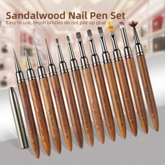 1pc/Set Sandalwood Nail Brush - Japanese Nail Art Tool, Can Be Used For Outlining, Building And Line Drawing