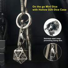 7pcs Mini Antique Metal Icosahedron D20 Dice Set - Portable Keychain Necklace With Hollow Case, Perfect For D&D Role Play Games - Unique Gift For Gamers,Adult Party Games Suitable For Halloween/Christmas/Thanksgiving