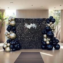 Black Shimmer Wall Backdrop, 24PCS Square Sequin Shimmer Backdrop Panel, Photo Backdrops For Birthday, Anniversary, Wedding, Graduation & Bachelorette Party Decoration Valentine's Day Decor Photoshoot - màu đen - Xem 1