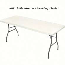 1 pièce de housse de table ajustée à moitié, nappe rectangulaire en polyester, options de couleurs multiples, ajustement élastique et ajusté, convient pour les tables pliantes de 4/6/8 pieds, lavable pour le pique-nique, le camping, l'intérieur et l'extérieur
