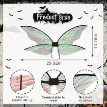 1 set Disfraz de hada de mariposa de Halloween, alas de ángel, varita mágica y orejas, disfraz de hada para mujeres para fiesta de disfraces de Halloween - Blanco - Ver 3