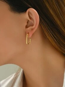 1 Pair Fashionable Geometric U-Shaped Metal Ear Cuff For Women, Daily Wear, Birthday Gift For Friends, No Piercing Earrings - Ear Clip - View 7