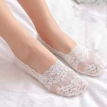 女士蕾丝细节隐形短船袜，夏季 - 彩色 - 查看 4