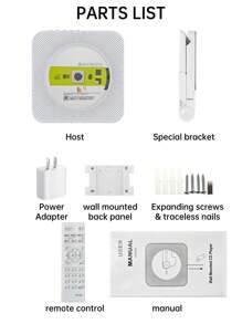 1 Pc USB Powered Wall Mounted CD Player, Home Retro Wireless Connection Device, High-Quality CD Speaker Player - White - View 10