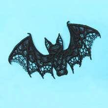 1pc Black & White Milk Silk Bat Cloth Patch, Halloween Decor Applique