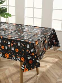 1Pc 183*137CM PE Halloween Pumpkin Ghost Tablecloth Table Cloths Table Covers,Halloween Party Decorations Decor Table Cover,Holiday Decoration Supplies, Home Decor Party Supplies Background Dining Room Decor,Table Decor Fall Autumn,Christmas