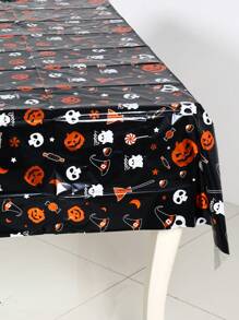 1Pc 183*137CM PE Halloween Pumpkin Ghost Tablecloth Table Cloths Table Covers,Halloween Party Decorations Decor Table Cover,Holiday Decoration Supplies, Home Decor Party Supplies Background Dining Room Decor,Table Decor Fall Autumn,Christmas