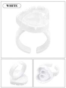 100Pcs Disposable Heart Shaped And Round Glue Rings 5 Colors Adjustable Plastic Glue Holder Cup For Eyelash Extensions Application - Multicolor - View 12