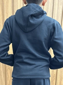 Youth Children's Jacket Flannel Sweatshirt Children's Clothing Fashion Winter Boy - Màu xanh hải quân - Xem 2