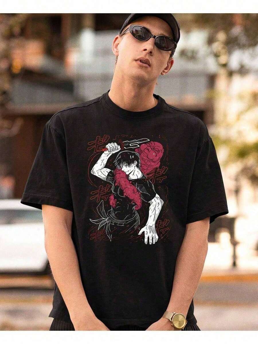 Kaisen Toji Japanese Anime Jujutsu Megumi Geek Basic T-Shirt - màu đen - Xem 1