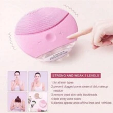 Limpiador Exfoliante Facial Eléctrico Recargable Masajeador Impermeable Cepillo Rostro Relajante Spa Ducha Baño - Rosa - Ver 5