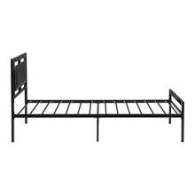Yone Jx Je Twin Size Metal Bed Frame With Faux Leather Headboard, Platform Bed Frame With Heavy Duty Metal Slats, 11" Storage Space, Noise Free, No Box Spring Needed, Black