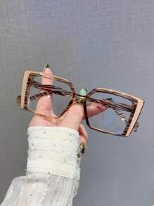 1pc Women's Fashionable Square Eyeglass Frame, Glasses, Face-Flattering, Skin-Enhancing